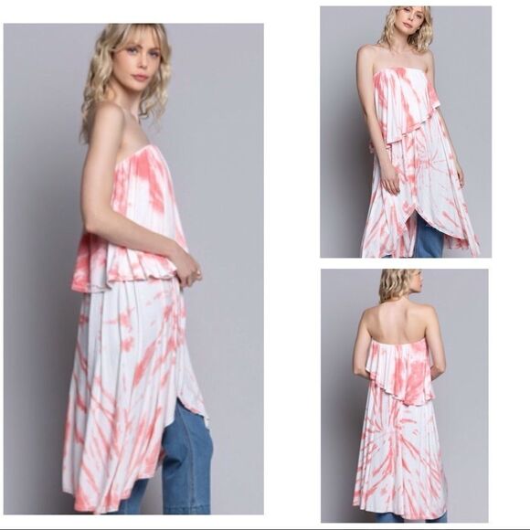 HAND dip-dye Tunic featuring asymmetrical Hem - Picture 1 of 12